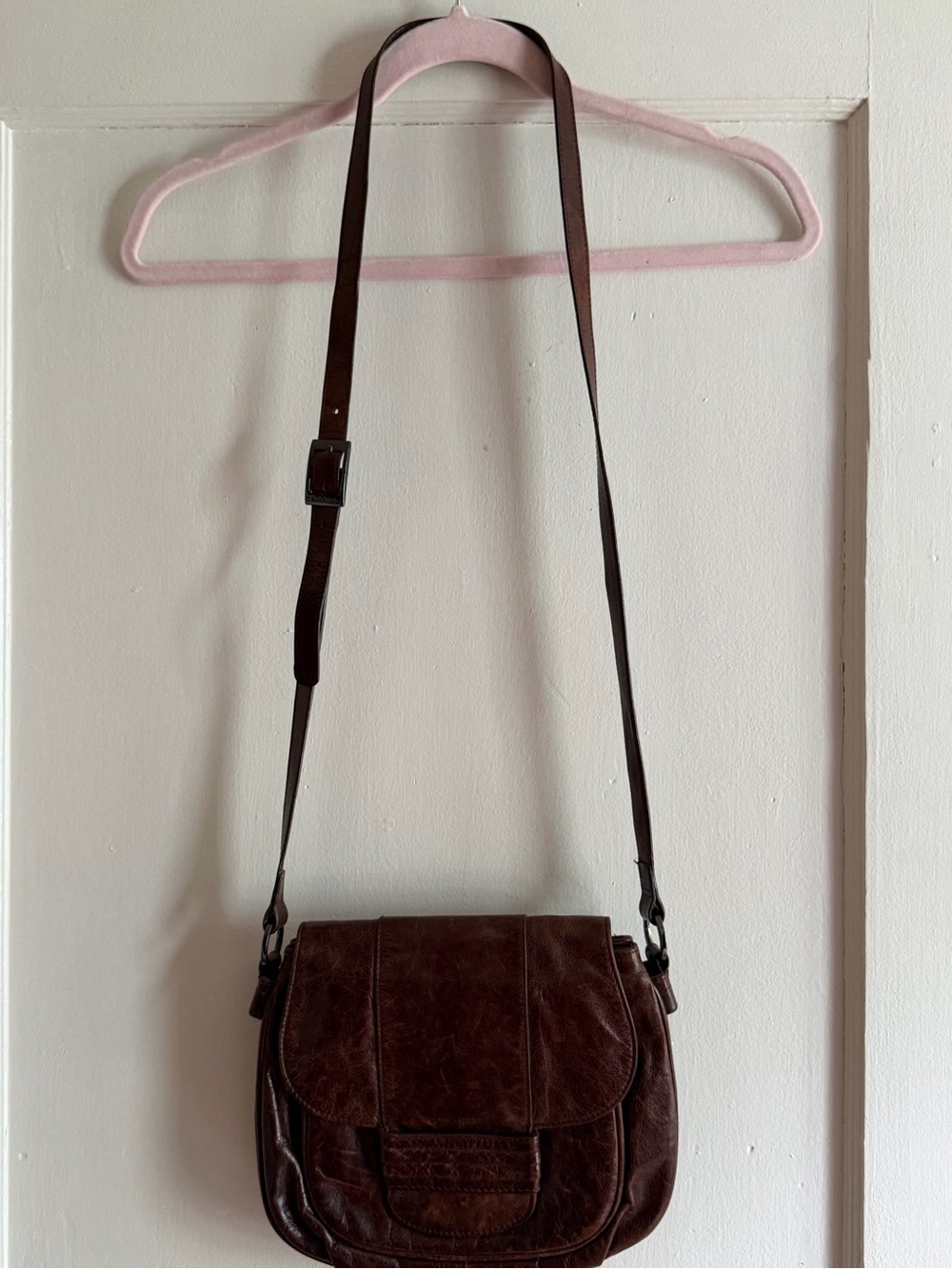 Claudio Ferrici Brown Leather Crossbody Saddle Bag